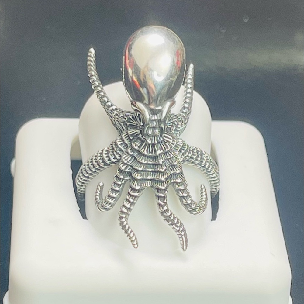 Solid 925 Silver Size 7 Octopus Ring - image 3
